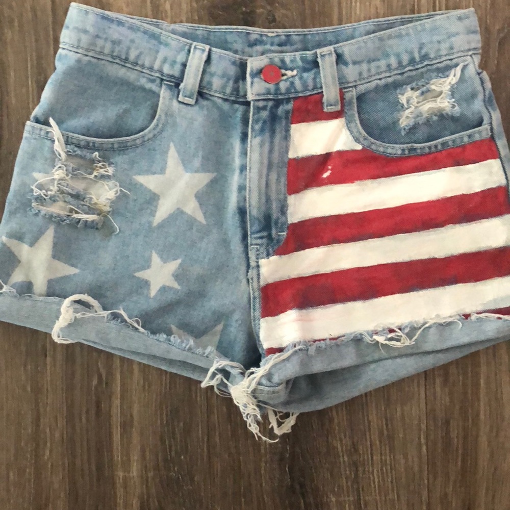 Custom made high waisted flag shorts